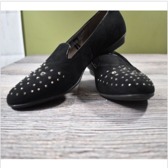 Sole Sensibility - Black Chrome Studded Flats - Picture 2 of 6